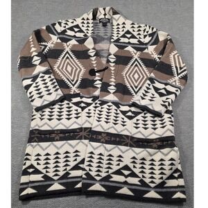 Oliver.O Womens 2X Southwestern Geometric Toggle Longline Cardigan Sweater Black